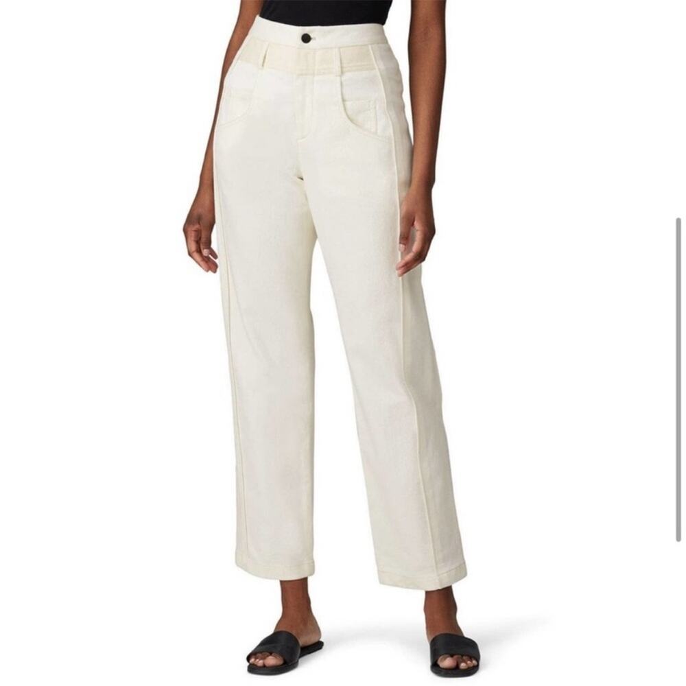 Colovos high rise white cream straight leg ankle jeans 25